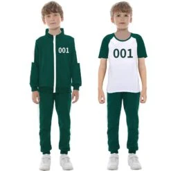 Kids 3PCS Players Cosplay Tracksuit Costume Green Sweatshirt Pants And T-shirt