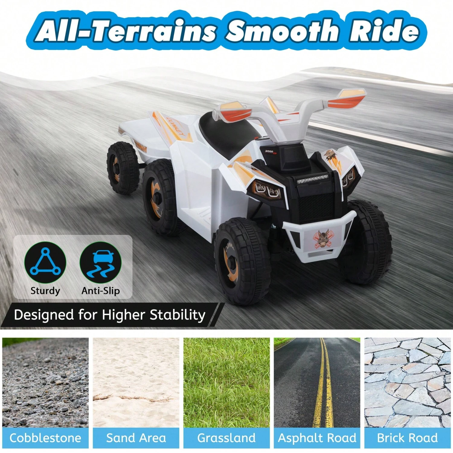 Kids Ride On ATV 6V 4 Wheeler Electric Quad Car Ride On Toys With Trailer 5 Kids Ride On ATV 6V 4 Wheeler Electric Quad Car Ride On Toys With Trailer - Image 5