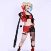 Adults Joker Harley Costume 2024 ISEKAI Sexy Outfit Black And Red Jacket Shorts Accessories Full Set