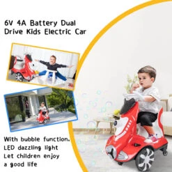 Electric Scooter Anti-Rollover Electric Car Kids Bubble Car Dual Drive With Light & Music -Children Toys Sale 12V Electric Scooter Anti Rollover Electric Car 11