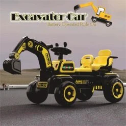 Kids Ride On Car Two Seats 12V Electric Excavator Dual Drive Ride On Excavator With Music Light -Children Toys Sale 12V Kids Ride On Excavator 4