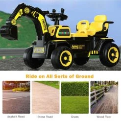 Kids Ride On Car Two Seats 12V Electric Excavator Dual Drive Ride On Excavator With Music Light -Children Toys Sale 12V Kids Ride On Excavator 8