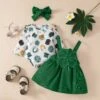 Toddler St. Patrick’s Day Outfits Baby Girl Romper Dress And Headband 3pcs Set For Party