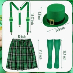 Mens St. Patrick’s Day Costumes Green Plaid Pleated Skirt Hat Suspenders Socks 4Pcs Suit 9 Mens St. Patrick’s Day Costumes Green Plaid Pleated Skirt Hat Suspenders Socks 4Pcs Suit -Children Toys Sale 1740566556218klb 1739868715857