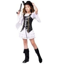 Kids Pirate Costume Girls White Halloween Pirate Dress Vest And Hat Suit -Children Toys Sale 1748073362515lkh 1747375522017
