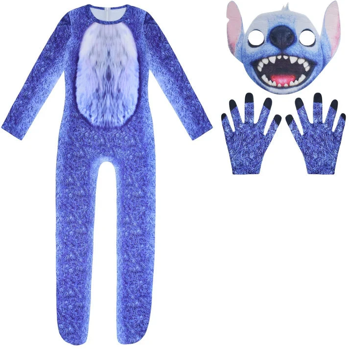 Kids Alien Dog Costume Blue Experiment 626 Cute Jumpsuit Mask And Gloves For Halloween Carnival 2 Kids Alien Dog Costume Blue Experiment 626 Cute Jumpsuit Mask And Gloves For Halloween Carnival - Image 2