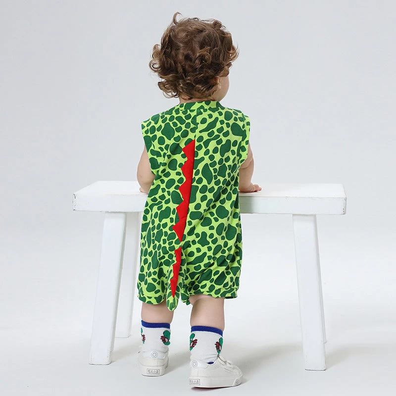 Toddler Dinosaur Costume Green Cute Baby Dino Romper For Daily Wear 2 Toddler Dinosaur Costume Green Cute Baby Dino Romper For Daily Wear - Image 2