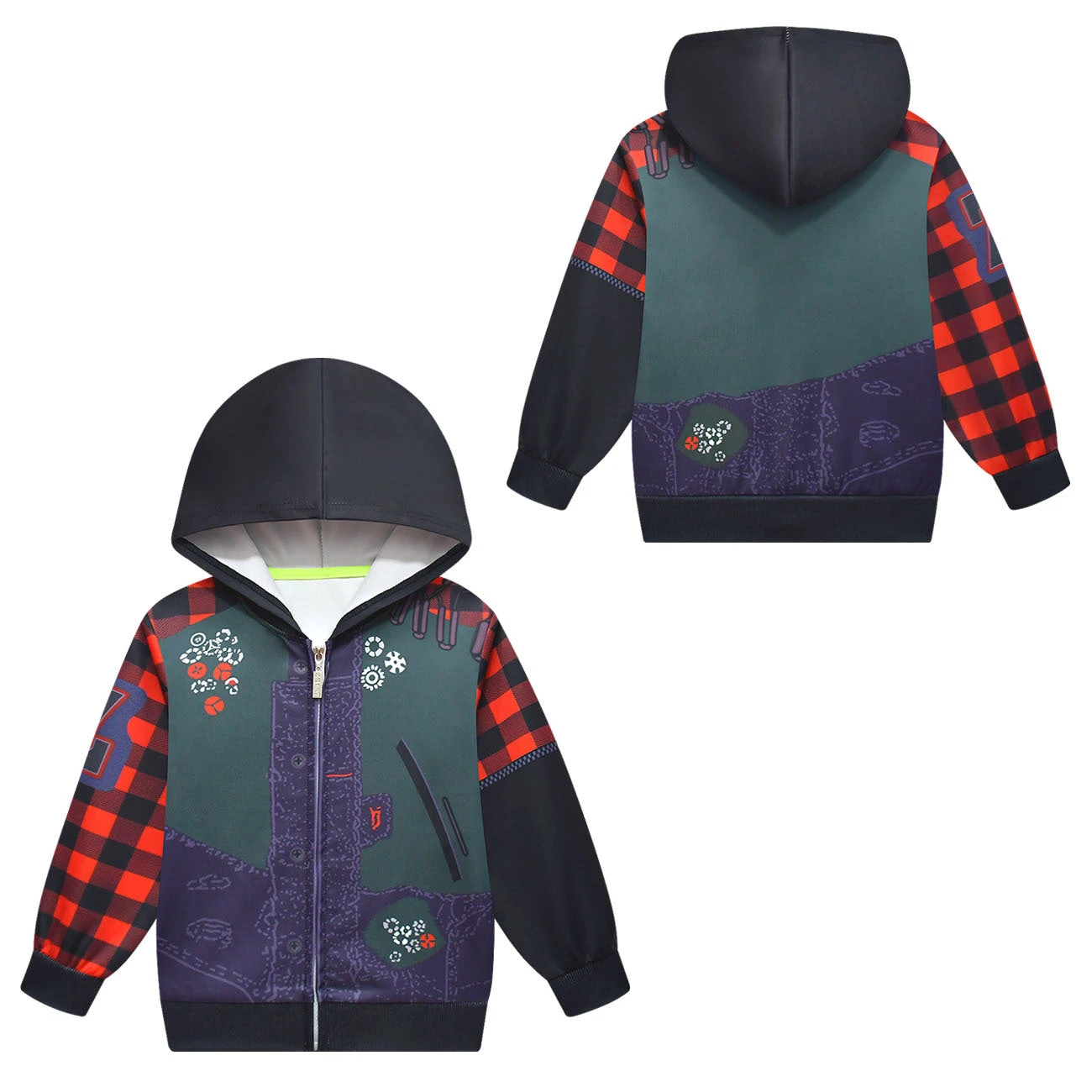 Kids Zombies Costume Zed Hooded Sweatshirt Zip Up Jacket For Halloween Carnival 4 Kids Zombies Costume Zed Hooded Sweatshirt Zip Up Jacket For Halloween Carnival - Image 4