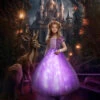 Kids Light Up Dress Long Hair Princess Of Corona LED Fancy Costume Birthday Party Outfit