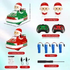 2-Pack Christmas-Themed RC Bumper Cars Electronic Bump & Pop-up Game With 2 Figures Kids Remote Control Race Car 10 2-Pack Christmas-Themed RC Bumper Cars Electronic Bump & Pop-up Game With 2 Figures Kids Remote Control Race Car -Children Toys Sale 2 Pack Christmas Themed RC Bumper Cars 1 3