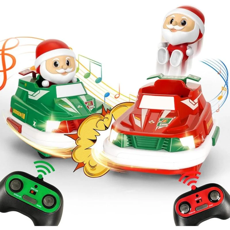 2-Pack Christmas-Themed RC Bumper Cars Electronic Bump & Pop-up Game With 2 Figures Kids Remote Control Race Car 1 2-Pack Christmas-Themed RC Bumper Cars Electronic Bump & Pop-up Game With 2 Figures Kids Remote Control Race Car