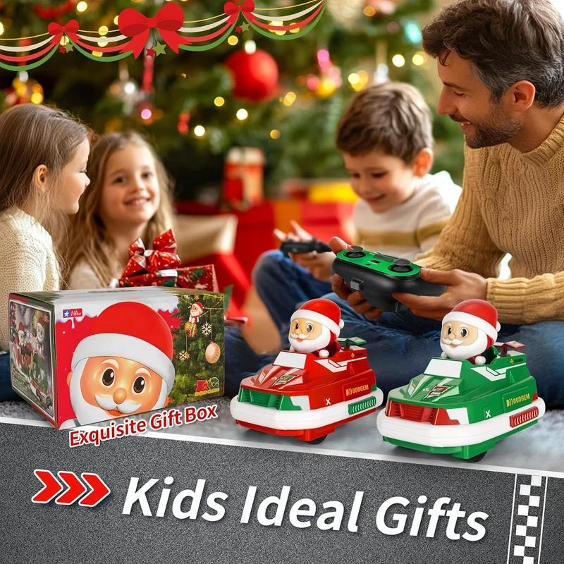 2-Pack Christmas-Themed RC Bumper Cars Electronic Bump & Pop-up Game With 2 Figures Kids Remote Control Race Car 6 2-Pack Christmas-Themed RC Bumper Cars Electronic Bump & Pop-up Game With 2 Figures Kids Remote Control Race Car - Image 6
