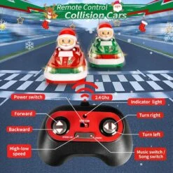 2-Pack Christmas-Themed RC Bumper Cars Electronic Bump & Pop-up Game With 2 Figures Kids Remote Control Race Car 9 2-Pack Christmas-Themed RC Bumper Cars Electronic Bump & Pop-up Game With 2 Figures Kids Remote Control Race Car -Children Toys Sale 2 Pack Christmas Themed RC Bumper Cars 1 6