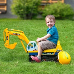 2-in-1 Kids Ride-on Excavator Outdoor Indoor Ride On Car Scooter With Helmet