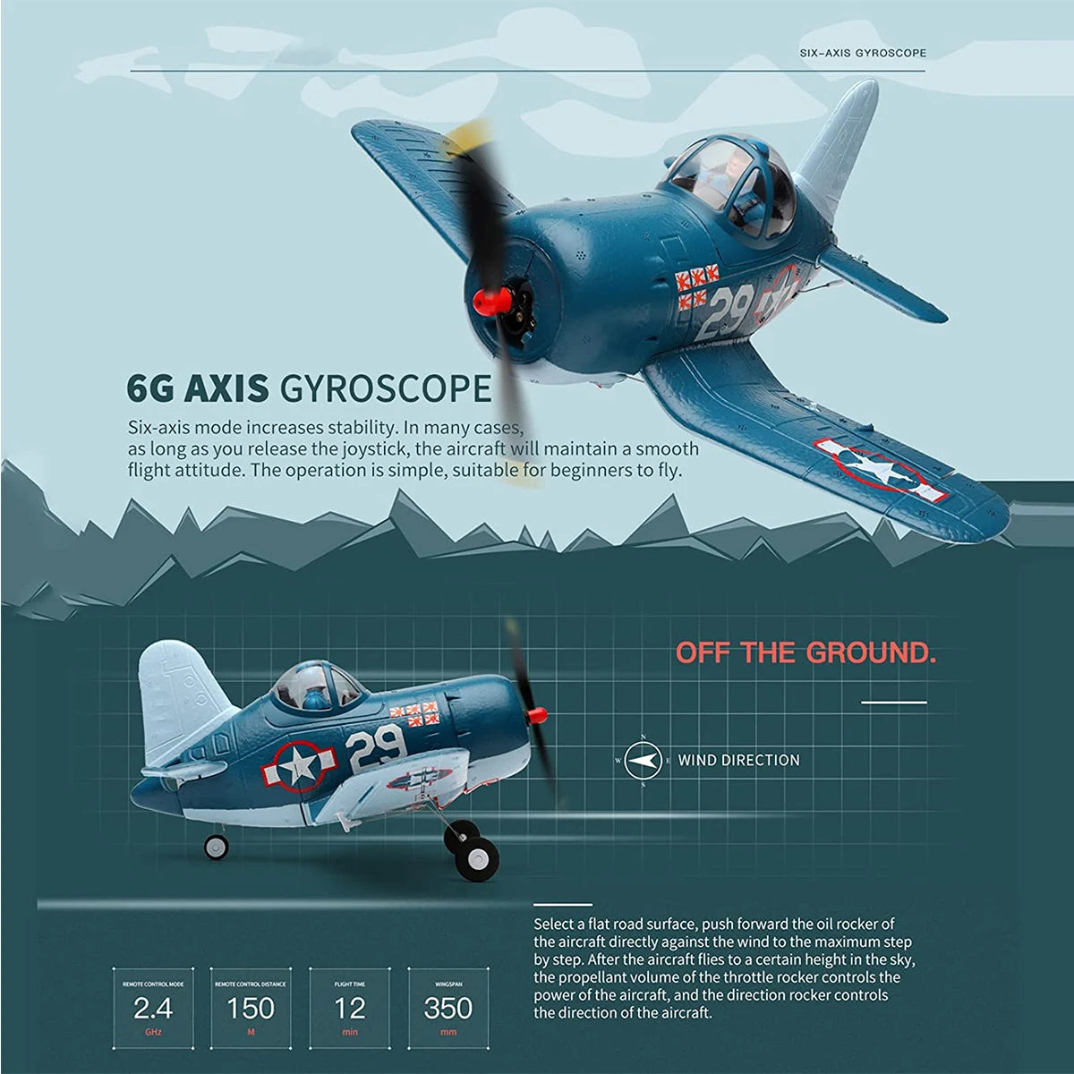 RC Airplane 2.4GHz 4CH Fighter Remote Control Planes 6G/3G Mode RC Plane 4 RC Airplane 2.4GHz 4CH Fighter Remote Control Planes 6G/3G Mode RC Plane - Image 4