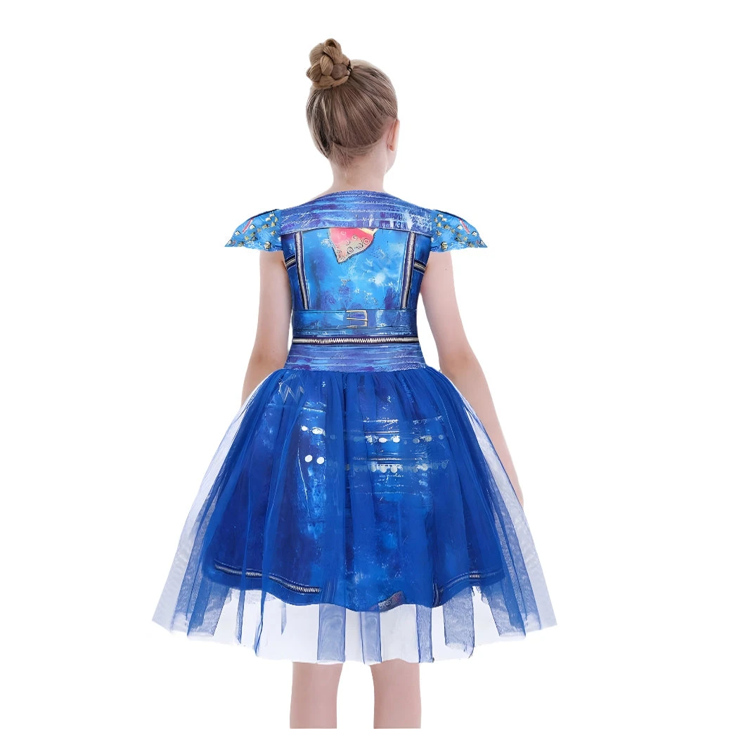 Girls Evie Costume Princess Birthday Party Tulle Dress Cosplay Fancy Outfit 2 Girls Evie Costume Princess Birthday Party Tulle Dress Cosplay Fancy Outfit - Image 2