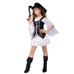 Kids Pirate Costume Girls White Halloween Pirate Dress Vest And Hat Suit -Children Toys Sale 2 3947ec90 7b60 43f0 a7ff 05536dc0360d