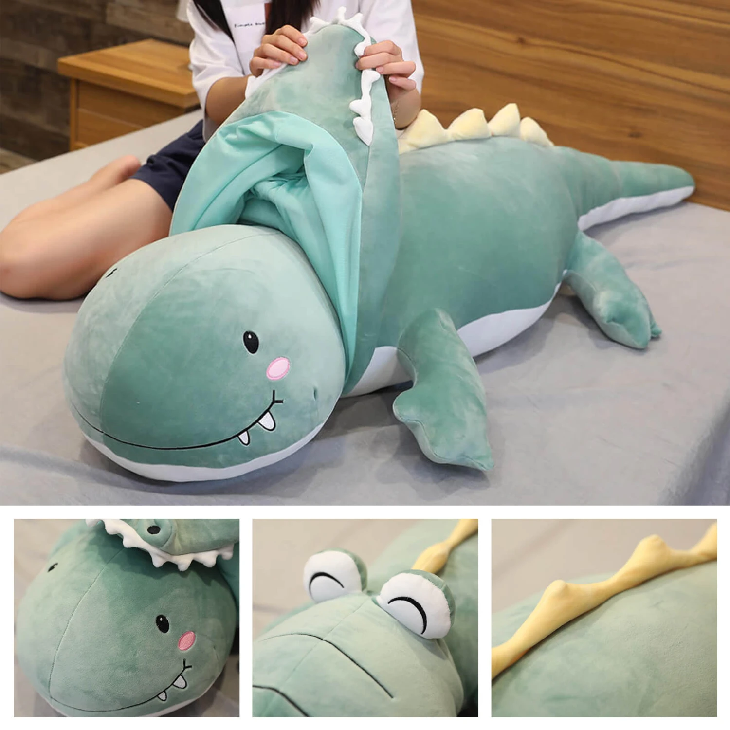 Giant 2-in-1 Alligator/Dinosaur Plush Toy Animal Stuffed Pillow Cute Soft Cartoon Dino Doll Toy 7 Giant 2-in-1 Alligator/Dinosaur Plush Toy Animal Stuffed Pillow Cute Soft Cartoon Dino Doll Toy - Image 7