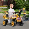 3-in-1 Kids Ride On Excavator Outdoor Indoor Ride-On Car With Front Loader Digger & Light Music