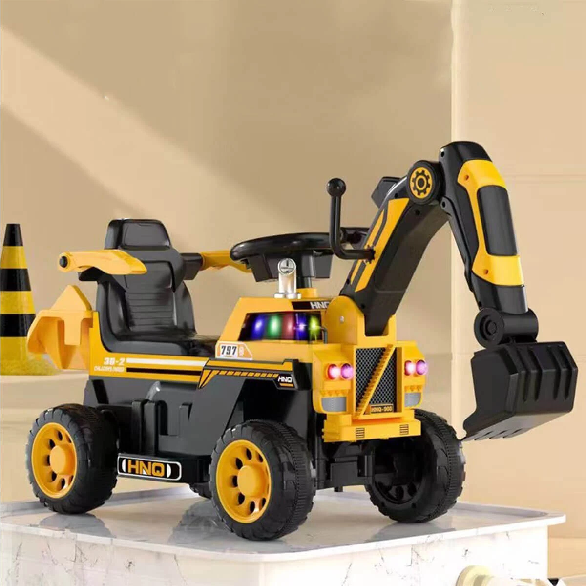 3-in-1 Kids Ride On Excavator Outdoor Indoor Ride-On Car With Front Loader Digger & Light Music 4 3-in-1 Kids Ride On Excavator Outdoor Indoor Ride-On Car With Front Loader Digger & Light Music - Image 4