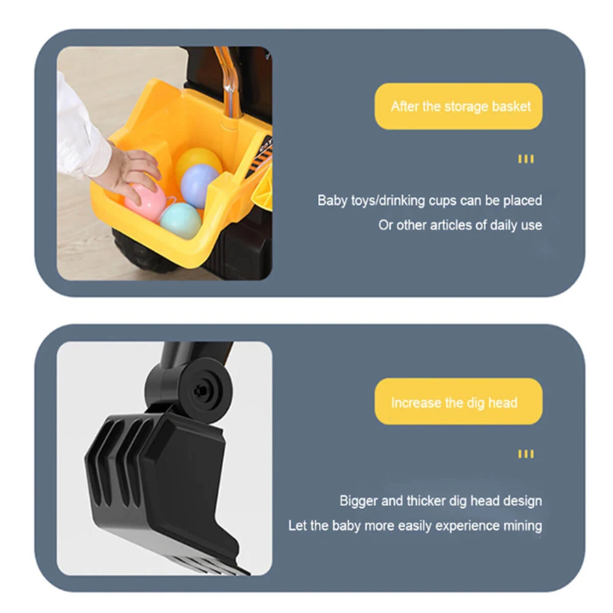 3-in-1 Kids Ride On Excavator Outdoor Indoor Ride-On Car With Front Loader Digger & Light Music 8 3-in-1 Kids Ride On Excavator Outdoor Indoor Ride-On Car With Front Loader Digger & Light Music - Image 8