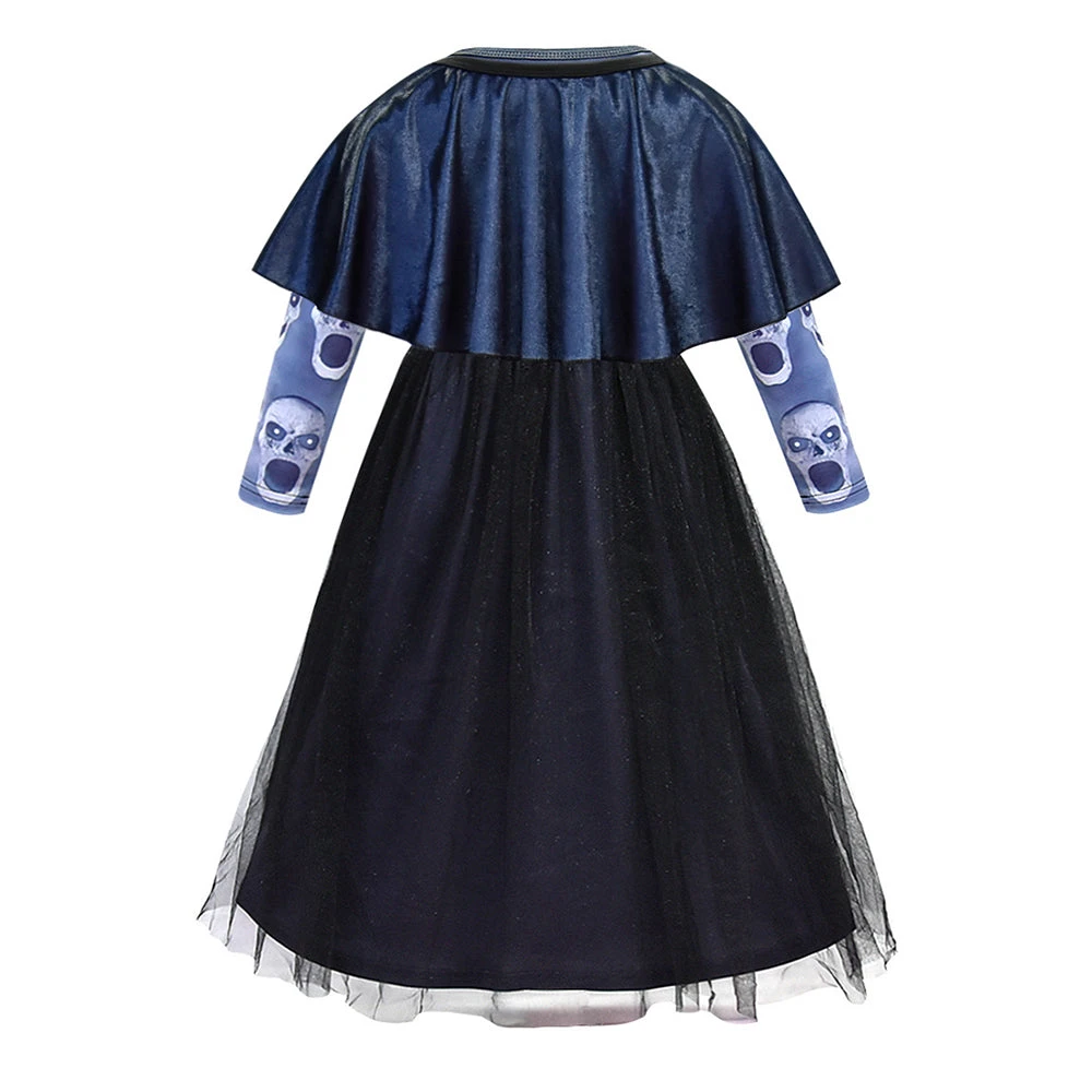 Girls Halloween Party Dress With Shawl Skull Printed Fancy Dress UpCostume Kids Cosplay Princess Frocks 3 Girls Halloween Party Dress With Shawl Skull Printed Fancy Dress UpCostume Kids Cosplay Princess Frocks - Image 3