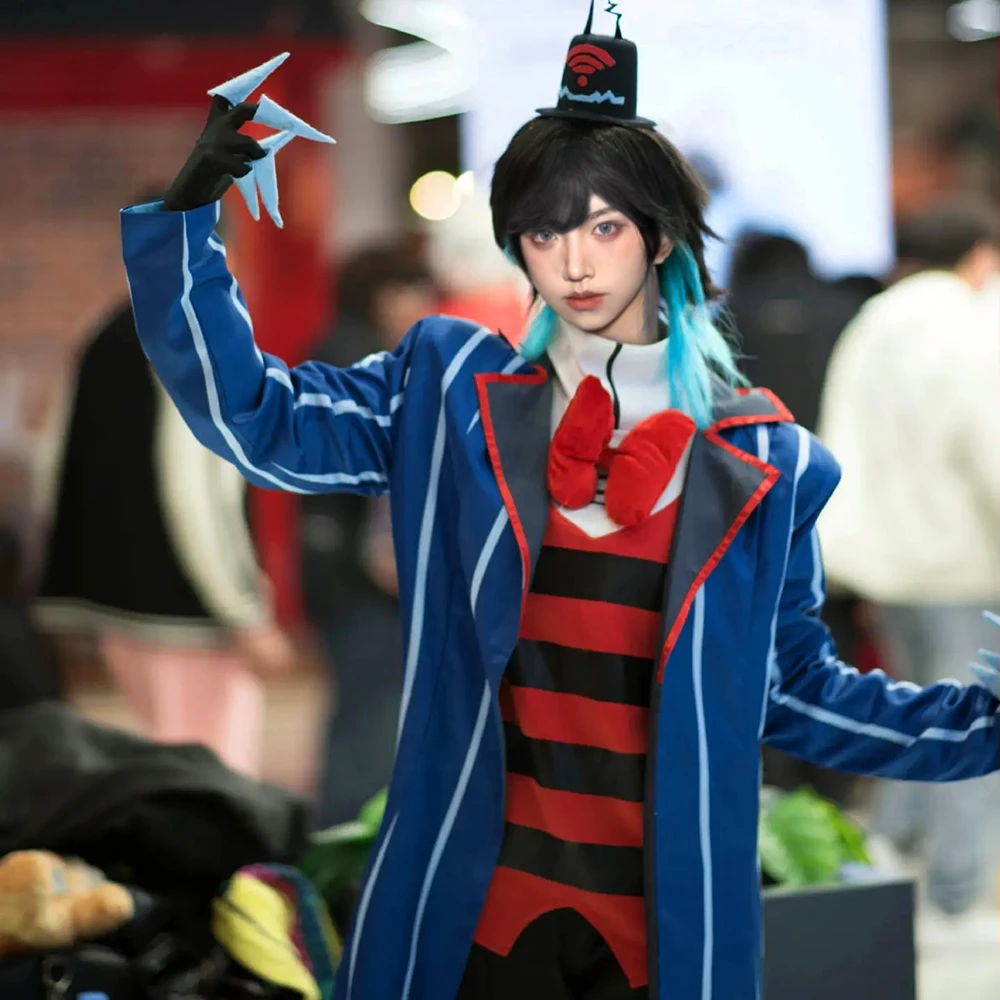 Adult Vox Costume Hazbin TV Demon Hotel Vox Cosplay Outfit Coat Pants And Accessories Full Set For Halloween 1 Adult Vox Costume Hazbin TV Demon Hotel Vox Cosplay Outfit Coat Pants And Accessories Full Set For Halloween