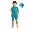 Kids Game Player Swimsuit Green One-Piece Swimwear Jumpsuit With Swimming Cape