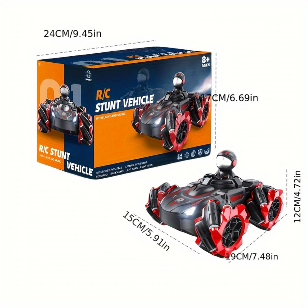 4WD Remote Control Car 2.4GHz 360 ° Rotating Stunt Car RC Drift Car With Spray Music 10 4WD Remote Control Car 2.4GHz 360 ° Rotating Stunt Car RC Drift Car With Spray Music - Image 10