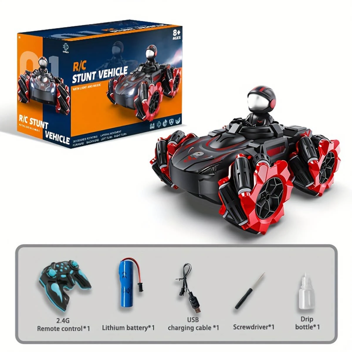 4WD Remote Control Car 2.4GHz 360 ° Rotating Stunt Car RC Drift Car With Spray Music 1 4WD Remote Control Car 2.4GHz 360 ° Rotating Stunt Car RC Drift Car With Spray Music