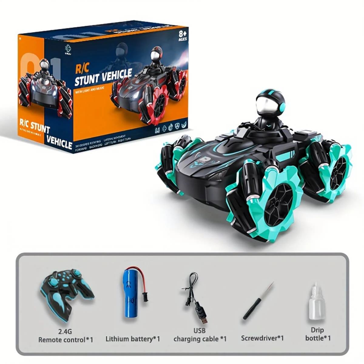 4WD Remote Control Car 2.4GHz 360 ° Rotating Stunt Car RC Drift Car With Spray Music 2 4WD Remote Control Car 2.4GHz 360 ° Rotating Stunt Car RC Drift Car With Spray Music - Image 2