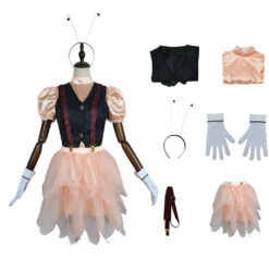 2024 Movie IF Blossom Dress 6pcs Adult Pink Butterfly Costume Shirt Vest Skirt Dress Full Set
