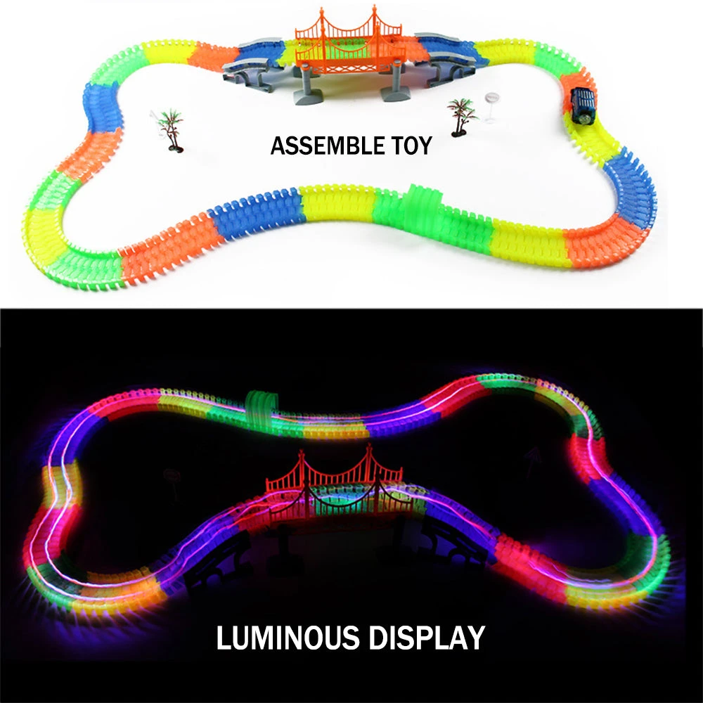 Magic Tracks With 9Ft Flexible Glow Racing Tracks 220Pcs And Light Up Racing Polic Car 1 Magic Tracks With 9Ft Flexible Glow Racing Tracks 220Pcs And Light Up Racing Polic Car