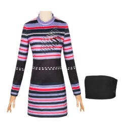 Women's Astrid Deetz Costume Striped Purple Dress For Halloween Cosplay