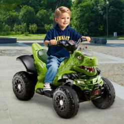12V Dinosaur Kids Ride-on Car Bluetooth Dual Drive Electric Cars With Rechargeable Battery