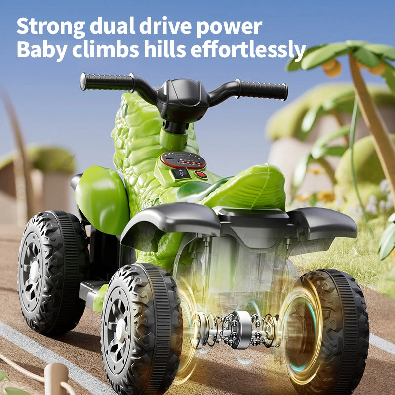 6V Dinosaur Ride-on ATV Kids Electric Car 4-Wheel Off-road Vehicles With LED Lights & Music 9 6V Dinosaur Ride-on ATV Kids Electric Car 4-Wheel Off-road Vehicles With LED Lights & Music - Image 9