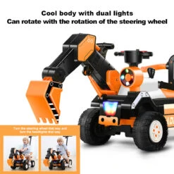 6V Electric Excavator Ride On Toy Adjustable Guardrail And Seatbelt Excavator With Music Light -Children Toys Sale 6V Electric Excavator Ride On Toy 2