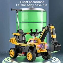 Kids Electric Ride-On Excavator W/ Push Bar Extended Wide Safe Seat With Front Power Arm & Light Music -Children Toys Sale 6V Kids Electric Excavator Ride On Car 11