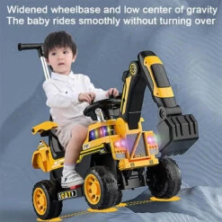 Kids Electric Ride-On Excavator W/ Push Bar Extended Wide Safe Seat With Front Power Arm & Light Music -Children Toys Sale 6V Kids Electric Excavator Ride On Car 9
