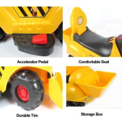 6V Kids Electric Excavator With Digging & Grabbing Outdoor Indoor Ride On Toy With Helmet & Music -Children Toys Sale 6V Kids Electric Excavator 4