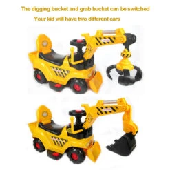 6V Kids Electric Excavator With Digging & Grabbing Outdoor Indoor Ride On Toy With Helmet & Music -Children Toys Sale 6V Kids Electric Excavator 5