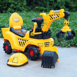 6V Kids Electric Excavator With Digging & Grabbing Outdoor Indoor Ride On Toy With Helmet & Music -Children Toys Sale 6V Kids Electric Excavator 7
