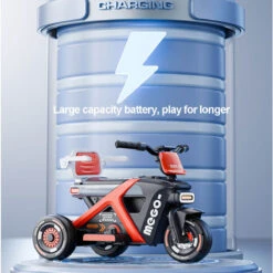 6V Kids Electric Motorcycle 3 Wheels Car Large Battery Powered Ride On Toys Enlarge Backrest With Guardrail -Children Toys Sale 6V Kids Electric Motorcycle 3 Wheels Car 2
