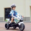Kids Electric Motorcycle 3 Wheels Police Car Dual Drive With Double Storage Boxes For Boys & Girls