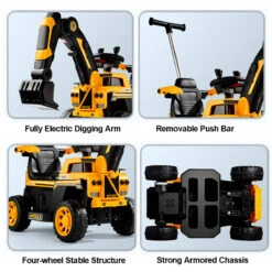 3-In-1 Toddler 6V Ride-On Push Car Kids 4WD Rechargeable Excavator With Fully Electric Digging Arm 24 3-In-1 Toddler 6V Ride-On Push Car Kids 4WD Rechargeable Excavator With Fully Electric Digging Arm -Children Toys Sale 6V Kids Electric Ride On Excavator 2 1