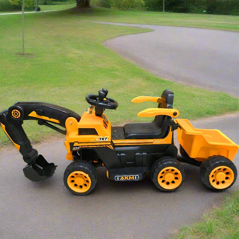 6V Toddler Excavator Electric Digging Arm Ride On Car With Large Wagon And Remote 9 6V Toddler Excavator Electric Digging Arm Ride On Car With Large Wagon And Remote - Image 9