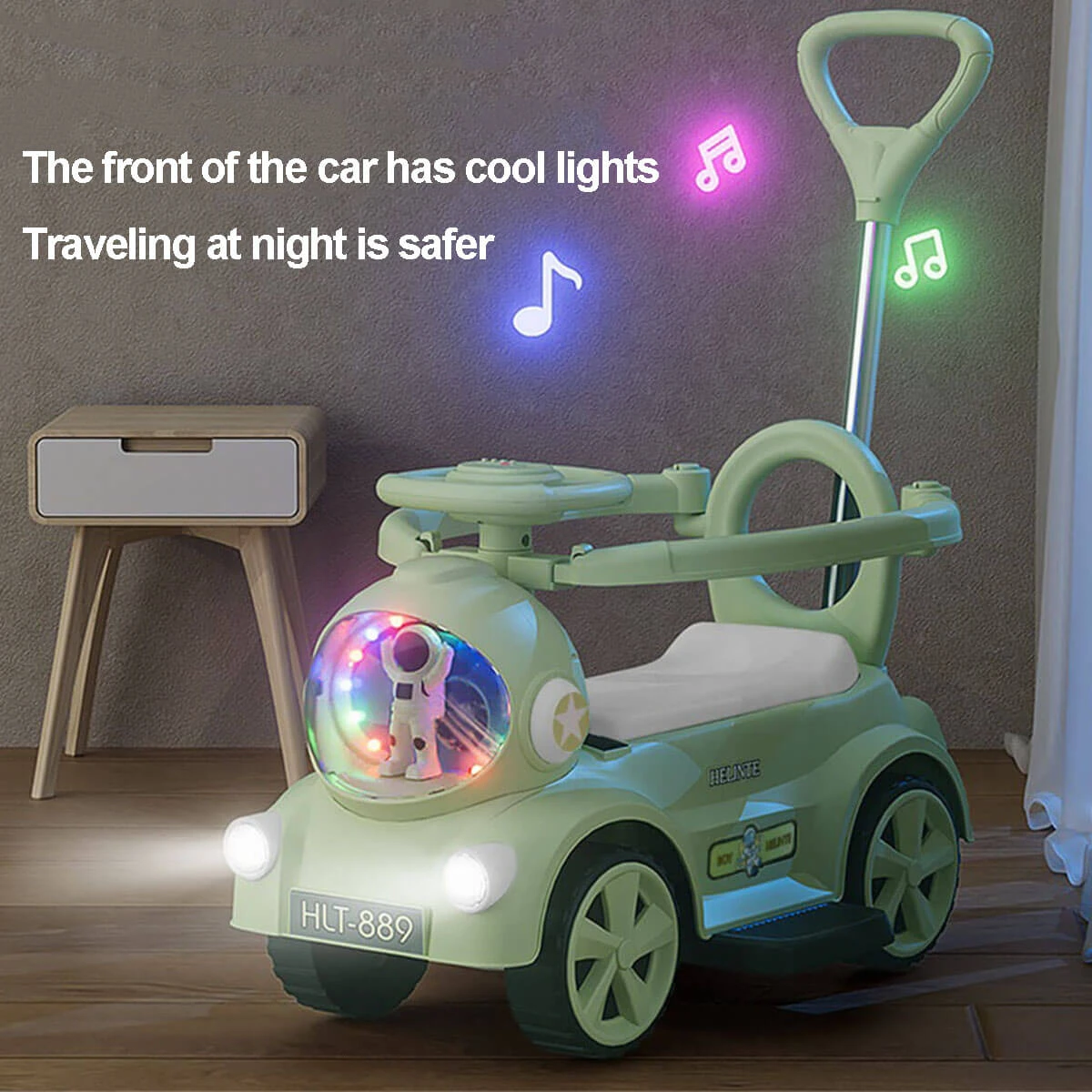 6V Kids Electric Ride On Car Adjustable Push Bar 3-IN-1 Push Car With Lights & Music 10 6V Kids Electric Ride On Car Adjustable Push Bar 3-IN-1 Push Car With Lights & Music - Image 10