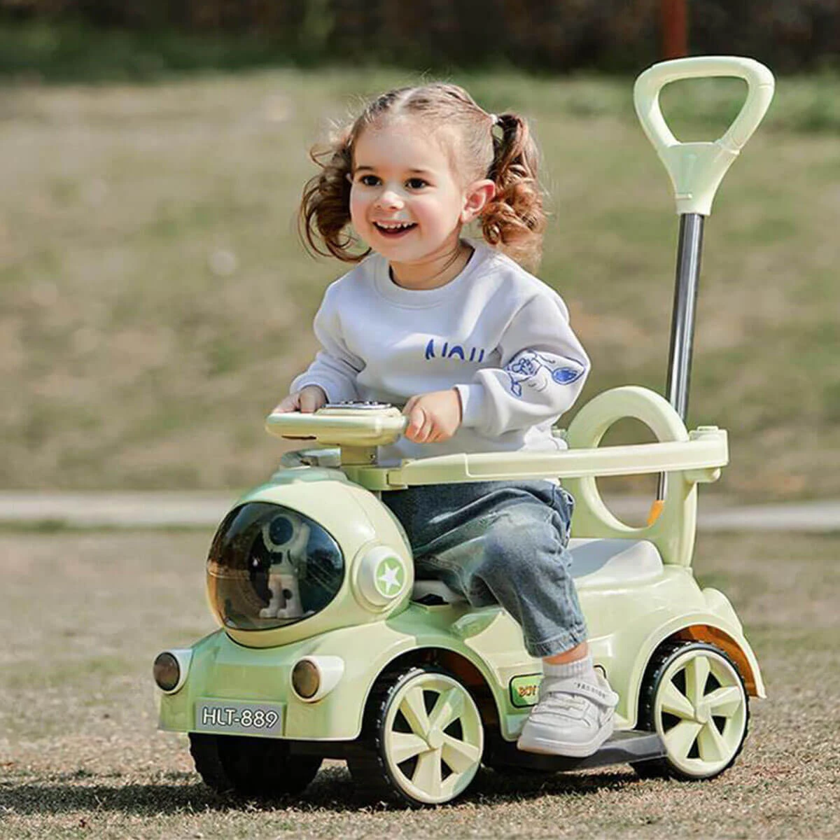 6V Kids Electric Ride On Car Adjustable Push Bar 3-IN-1 Push Car With Lights & Music 1 6V Kids Electric Ride On Car Adjustable Push Bar 3-IN-1 Push Car With Lights & Music