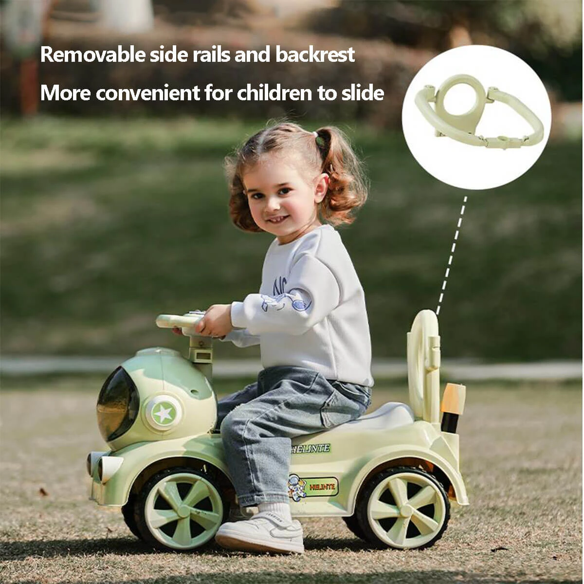 6V Kids Electric Ride On Car Adjustable Push Bar 3-IN-1 Push Car With Lights & Music 5 6V Kids Electric Ride On Car Adjustable Push Bar 3-IN-1 Push Car With Lights & Music - Image 5