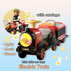 6V Ride On Train Battery Powered Spray Train Rides Dual Drive Electric Ride On Car With Light & Music -Children Toys Sale 6V Ride On Train Battery Powered 1